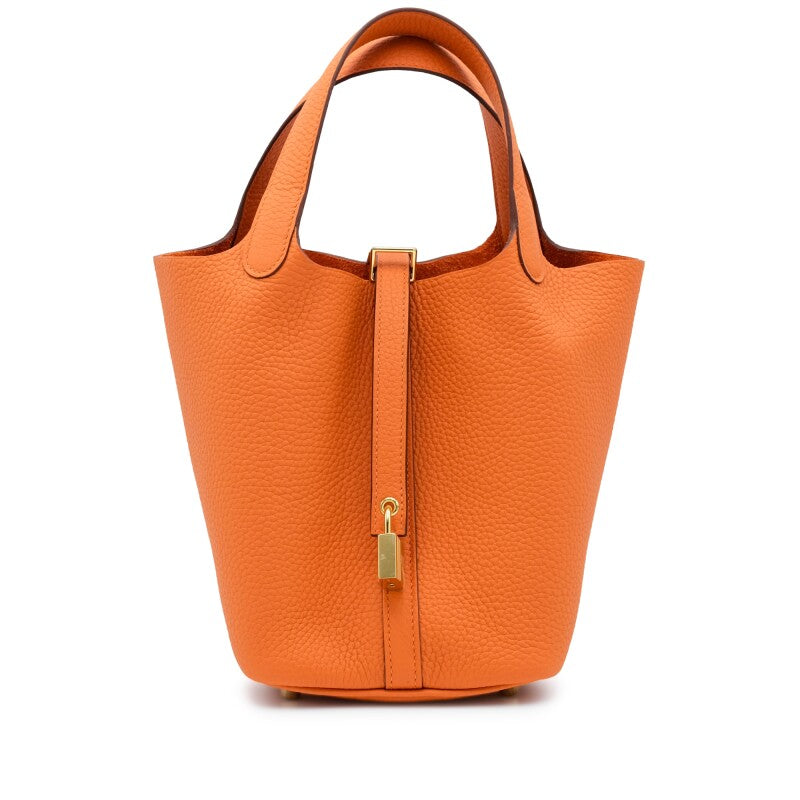 Hermès Orange Clemence Picotin Lock 18 Gold Hardware