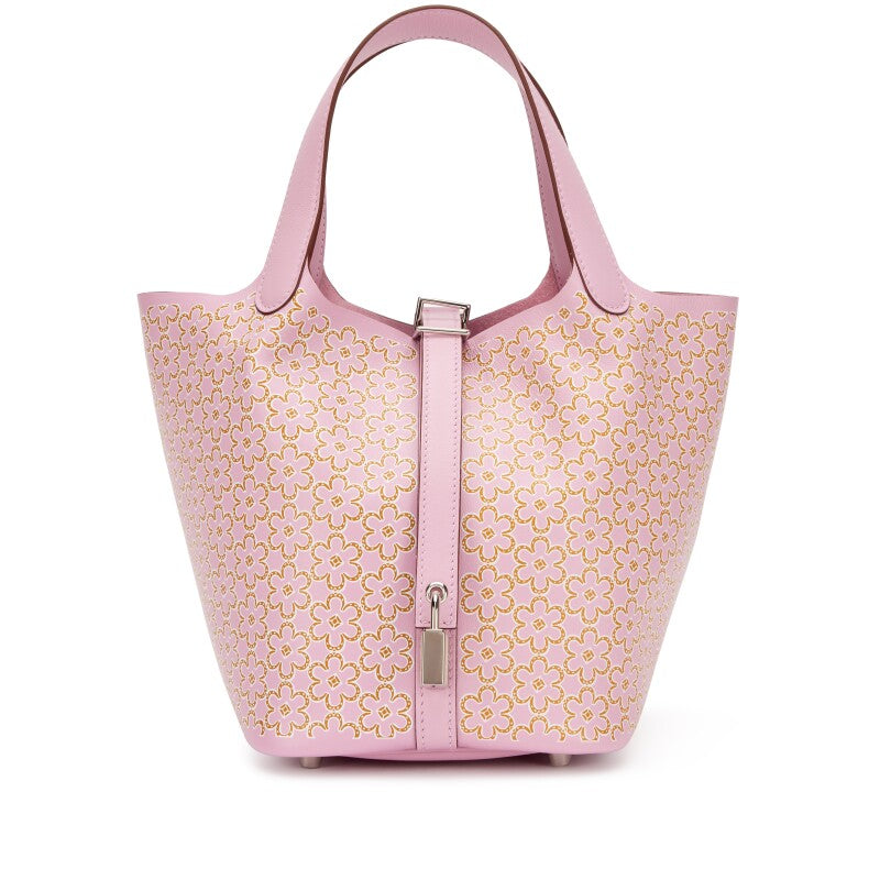 Hermès Mauve Sylvestre Swift Lucky Daisy Picotin Lock 18 Palladium Hardware