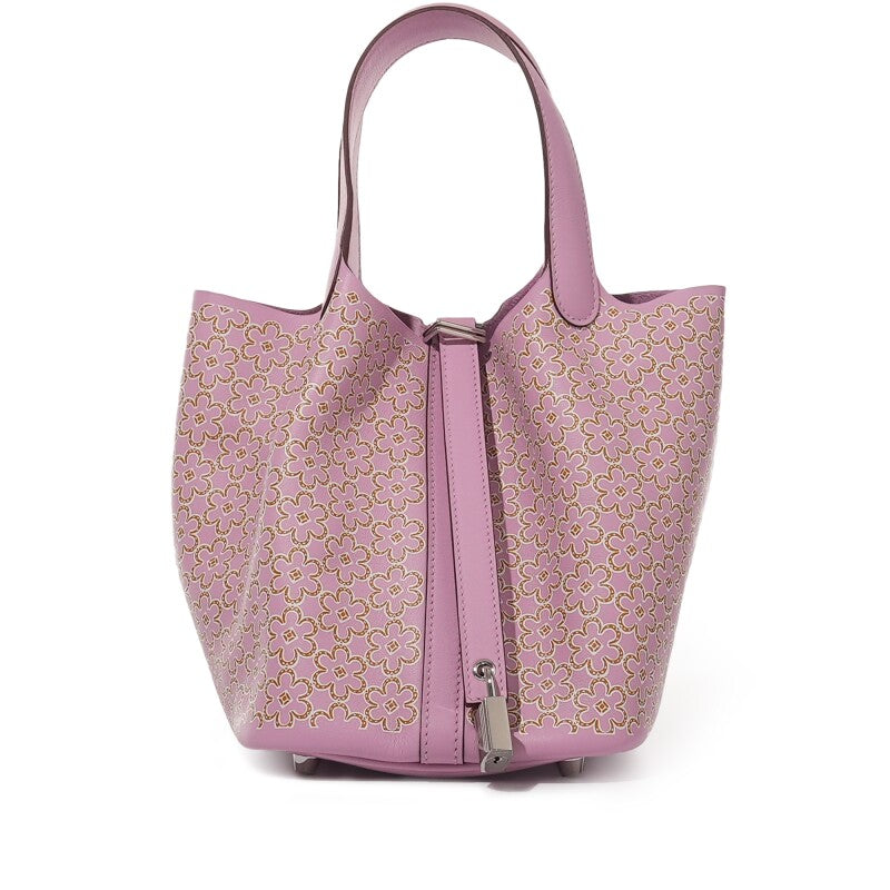 Hermès Mauve Sylvestre Swift Lucky Daisy Picotin Lock 18 Palladium Hardware