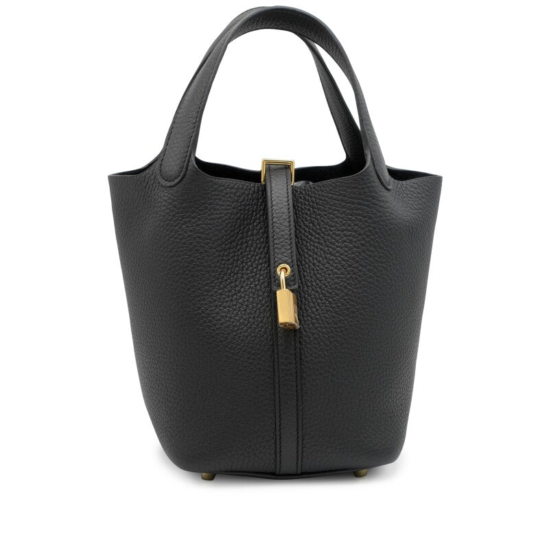 Hermès Black Clemence Picotin Lock 18 Gold Hardware