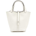 Hermès New White Clemence Picotin Lock 18 Palladium Hardware