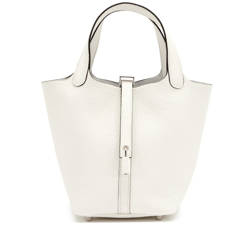 Hermès New White Clemence Picotin Lock 18 Palladium Hardware