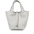 Hermès New White Clemence Picotin Lock 18 Palladium Hardware