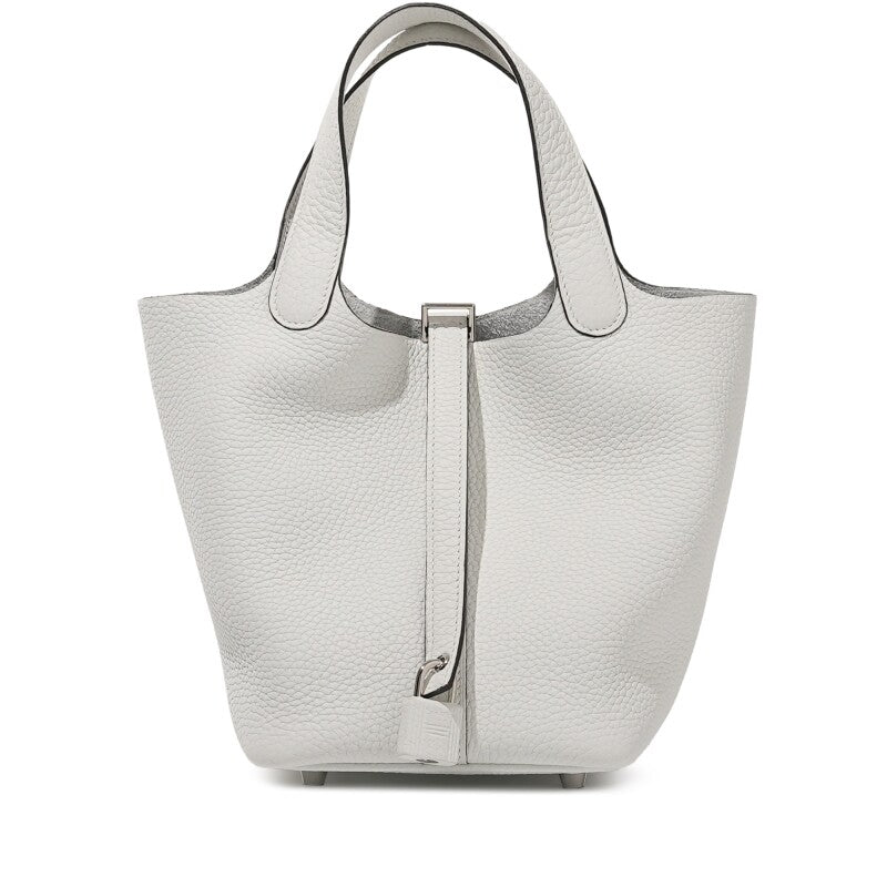 Hermès New White Clemence Picotin Lock 18 Palladium Hardware