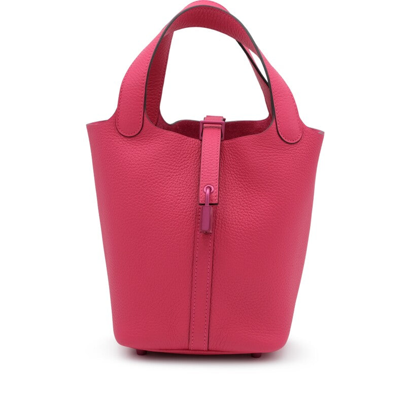 Hermès Rose Mexico Clemence Monochrome So Pink Picotin Lock 18 Pink Hardware