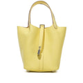 Hermès Lime Clemence and Ostrich Touch Picotin Lock 18 Palladium Hardware