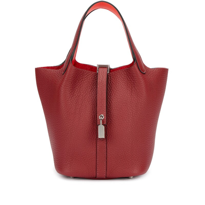 Hermès Rouge H Clemence and Orange Field Swift Verso Picotin Lock 18 Palladium Hardware
