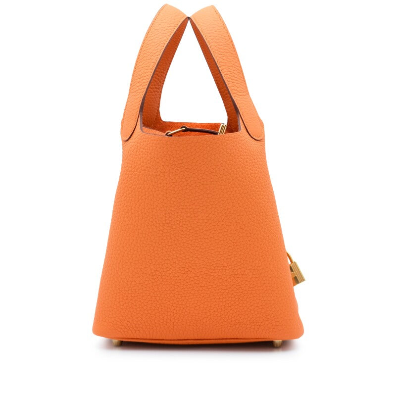 Hermès Orange Clemence Picotin Lock 18 Gold Hardware