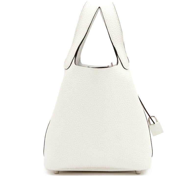 Hermès New White Clemence Picotin Lock 18 Palladium Hardware