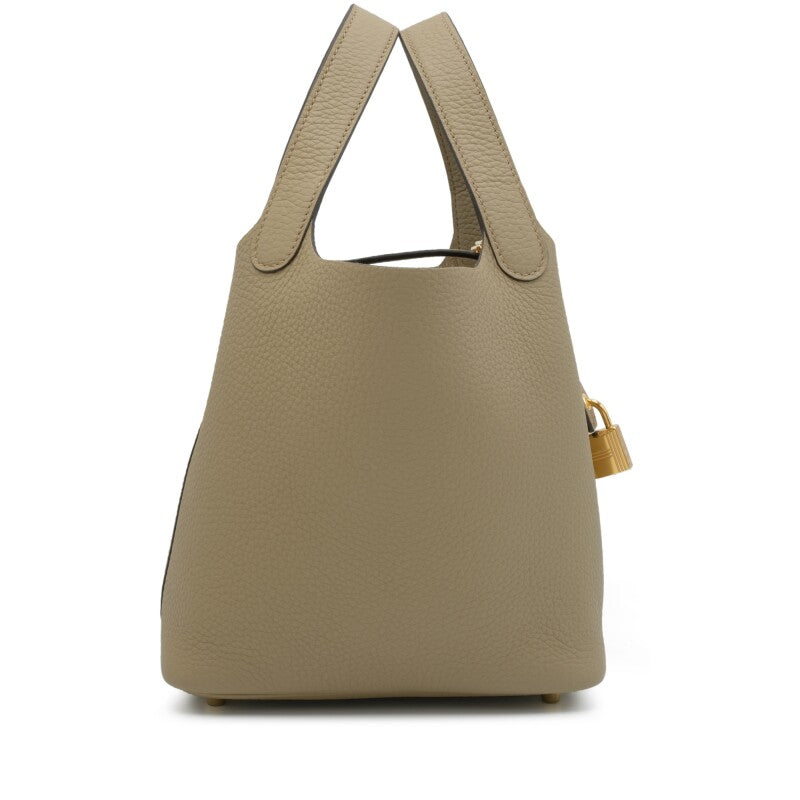 Hermès Beige Marfa Clemence Picotin Lock 18 Gold Hardware