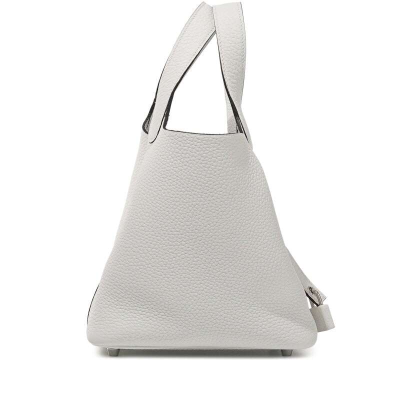Hermès New White Clemence Picotin Lock 18 Palladium Hardware