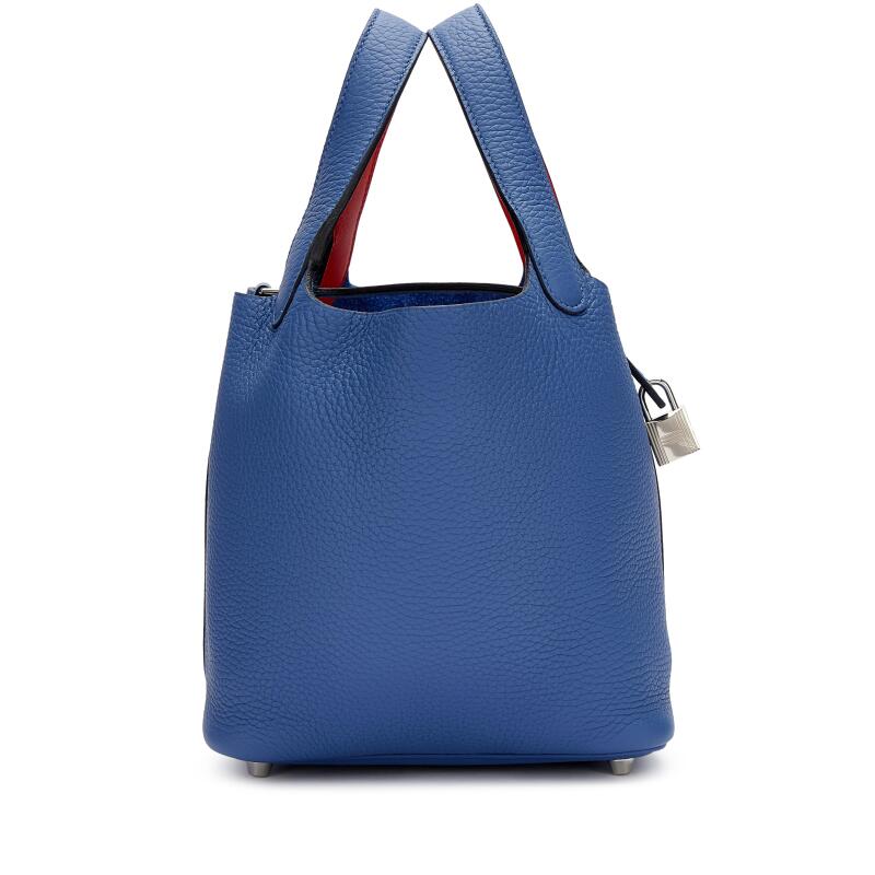 Hermès Bleu Brighton Clemence and Capucine Swift Verso Picotin Lock 18 Palladium Hardware