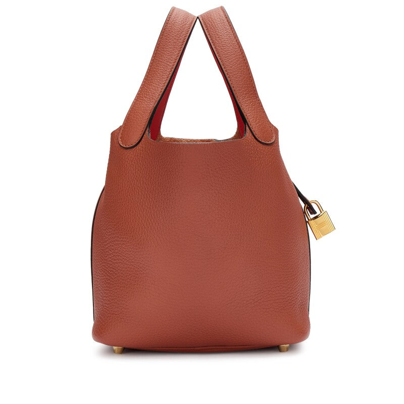 Hermès Cuivre Clemence and Capucine Swift Verso Picotin Lock 18 Gold Hardware