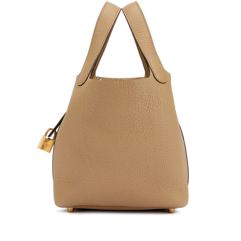 Hermès Beige Marfa Clemence Picotin Lock 18 Gold Hardware