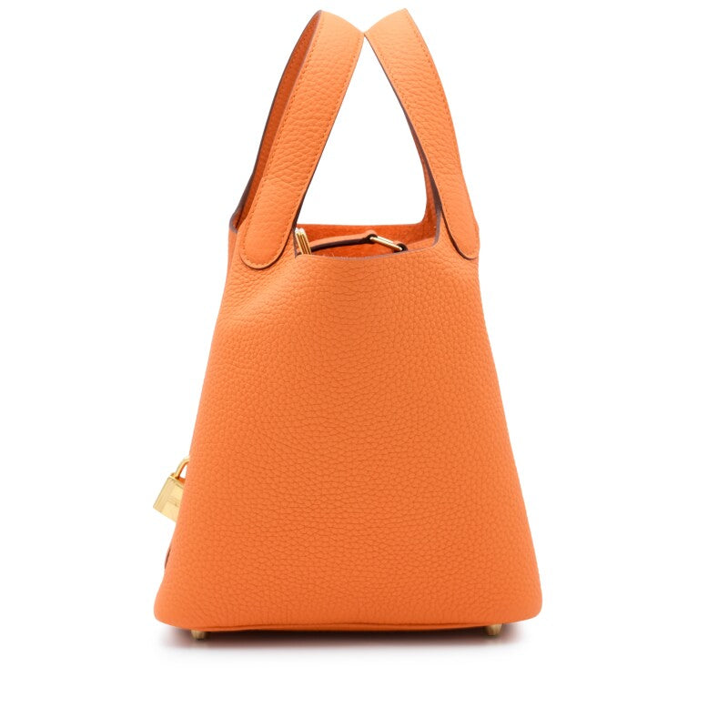 Hermès Orange Clemence Picotin Lock 18 Gold Hardware