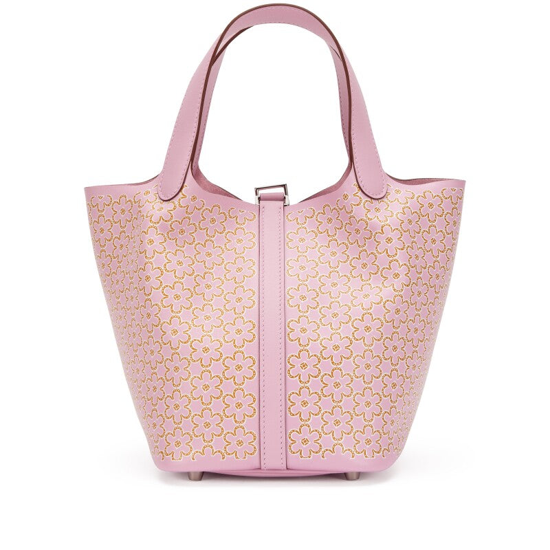 Hermès Mauve Sylvestre Swift Lucky Daisy Picotin Lock 18 Palladium Hardware