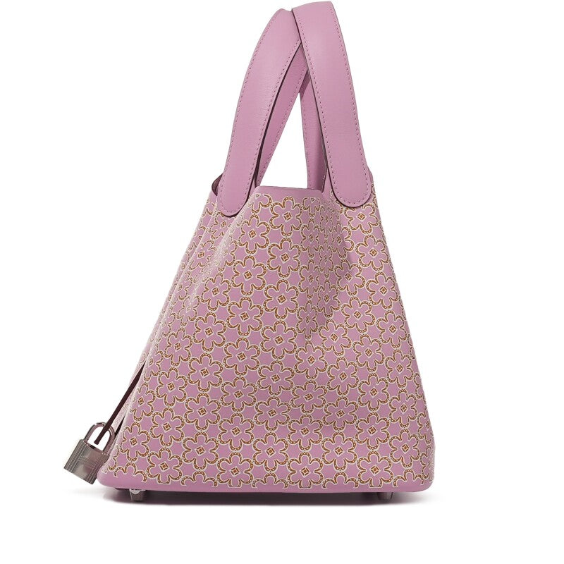 Hermès Mauve Sylvestre Swift Lucky Daisy Picotin Lock 18 Palladium Hardware