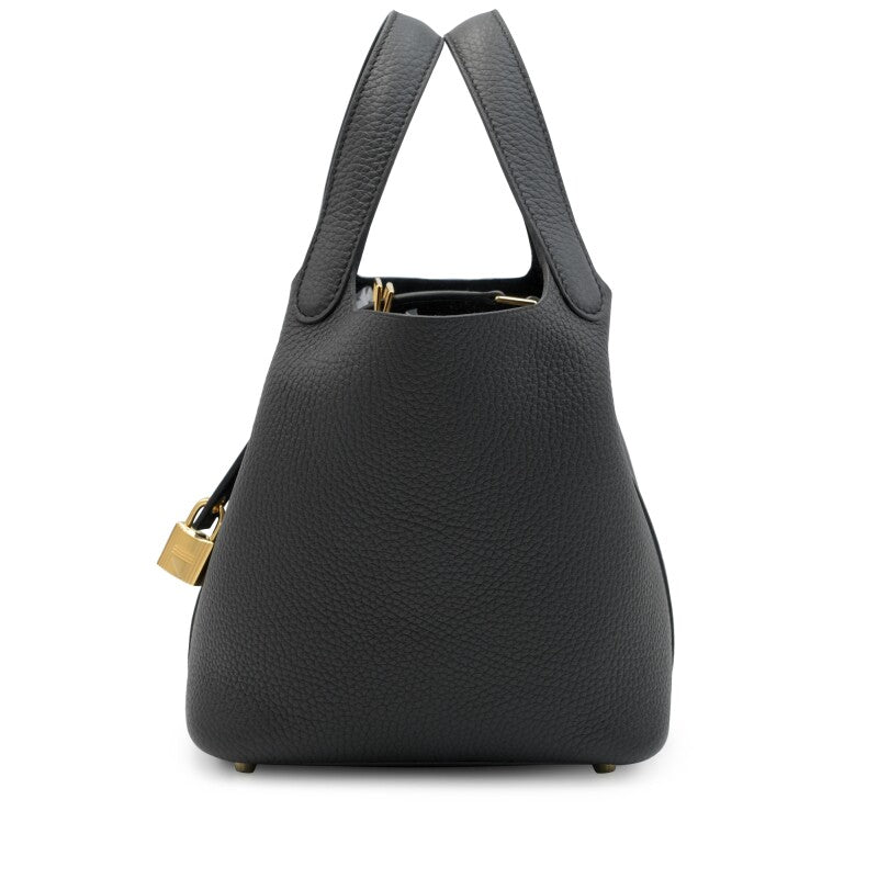 Hermès Black Clemence Picotin Lock 18 Gold Hardware