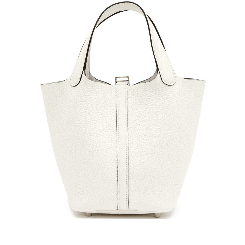 Hermès New White Clemence Picotin Lock 18 Palladium Hardware