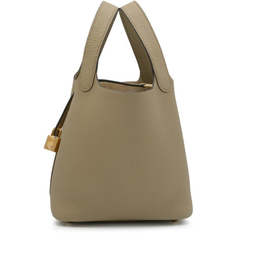 Hermès Beige Marfa Clemence Picotin Lock 18 Gold Hardware