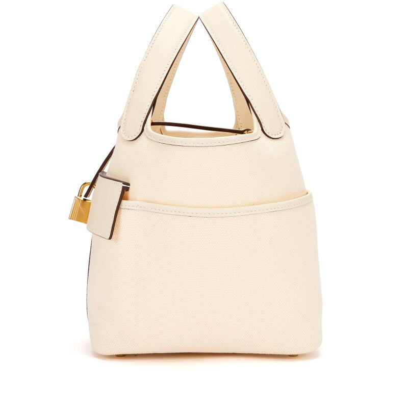 Hermès Nata Swift and Toile Geoland Cargo Picotin Lock 18 Palladium Hardware