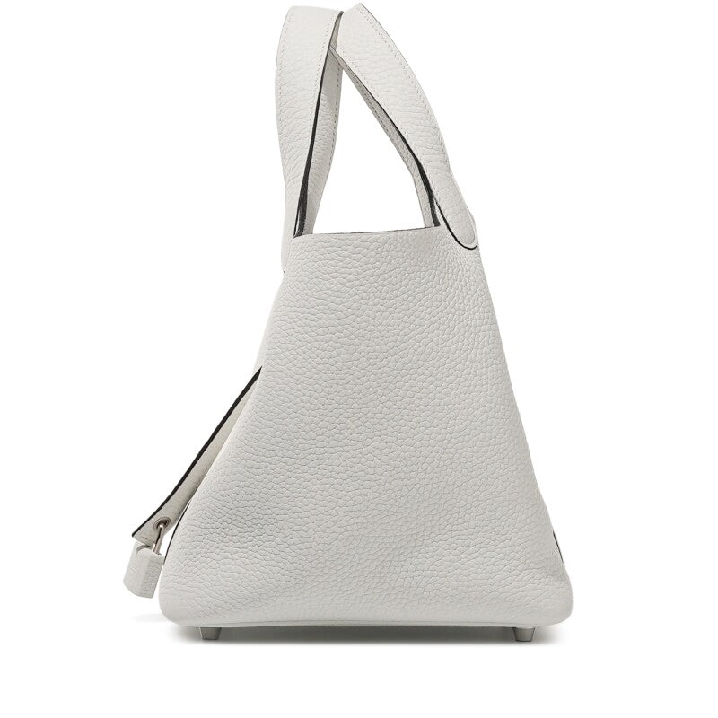 Hermès New White Clemence Picotin Lock 18 Palladium Hardware