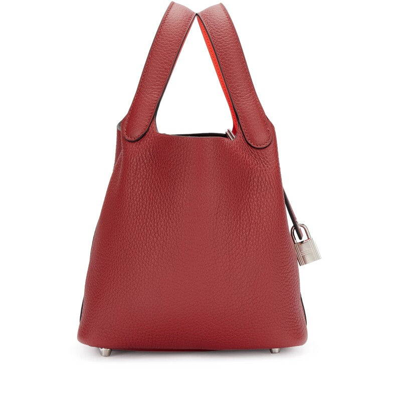 Hermès Rouge H Clemence and Orange Field Swift Verso Picotin Lock 18 Palladium Hardware