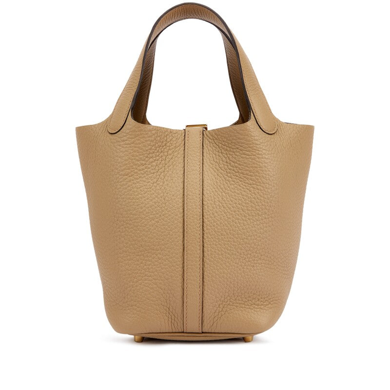 Hermès Beige Marfa Clemence Picotin Lock 18 Gold Hardware