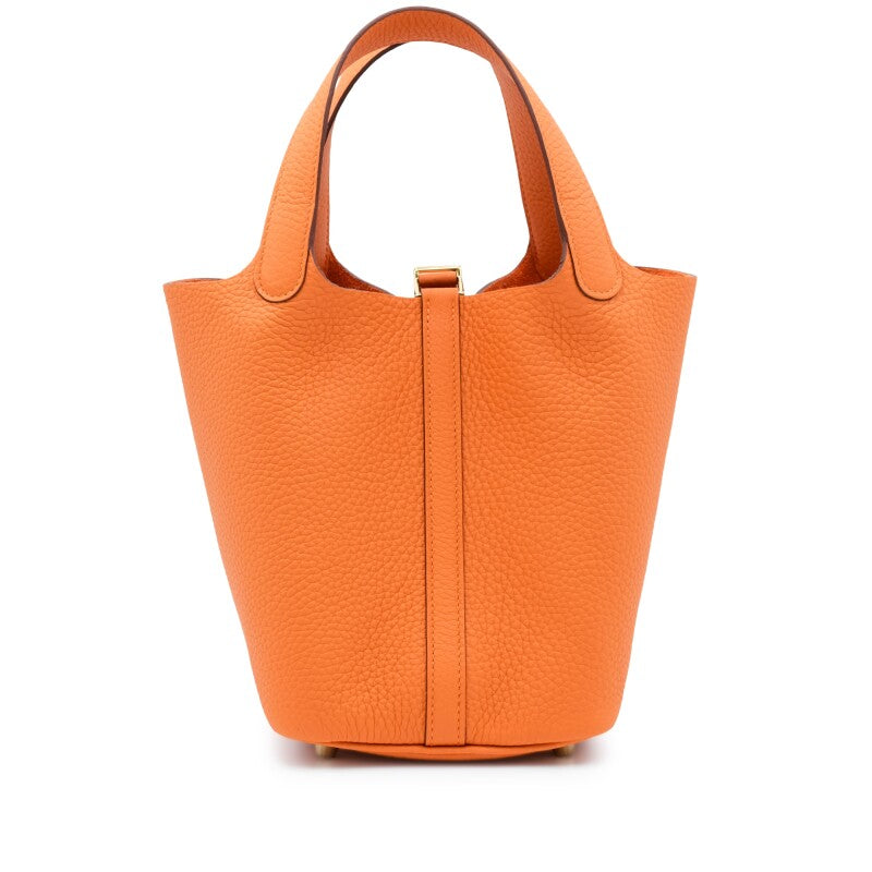 Hermès Orange Clemence Picotin Lock 18 Gold Hardware