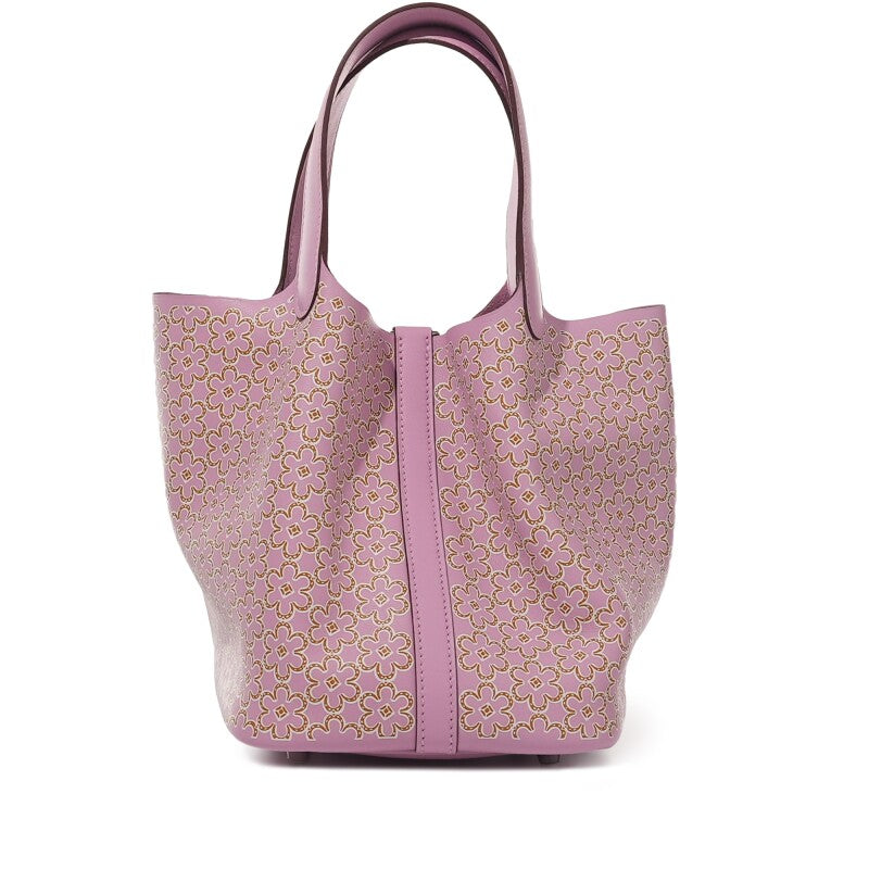 Hermès Mauve Sylvestre Swift Lucky Daisy Picotin Lock 18 Palladium Hardware