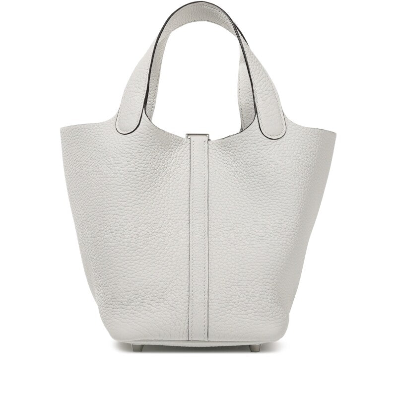 Hermès New White Clemence Picotin Lock 18 Palladium Hardware