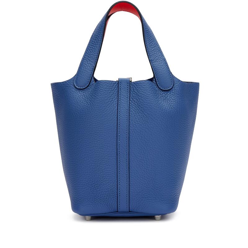 Hermès Bleu Brighton Clemence and Capucine Swift Verso Picotin Lock 18 Palladium Hardware