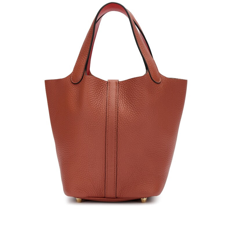 Hermès Cuivre Clemence and Capucine Swift Verso Picotin Lock 18 Gold Hardware