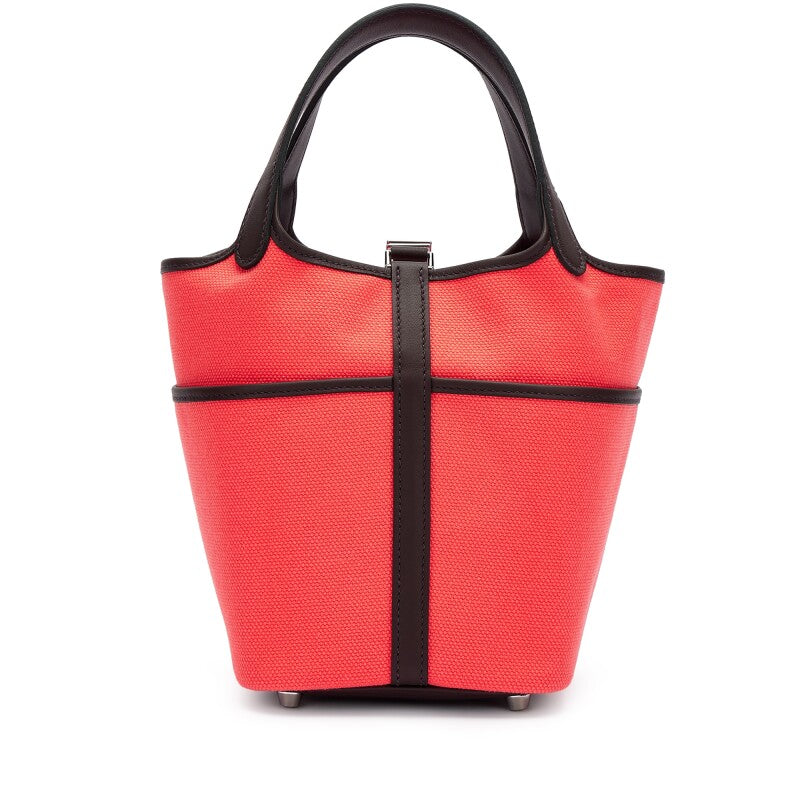 Hermès Rouge Sellier Swift and Rose Texas Toile Goeland Cargo Picotin Lock 18 Palladium Hardware