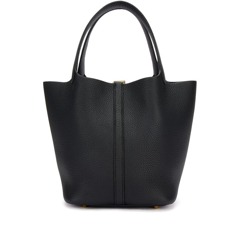 Hermès Black Clemence Picotin Lock 22 Gold Hardware