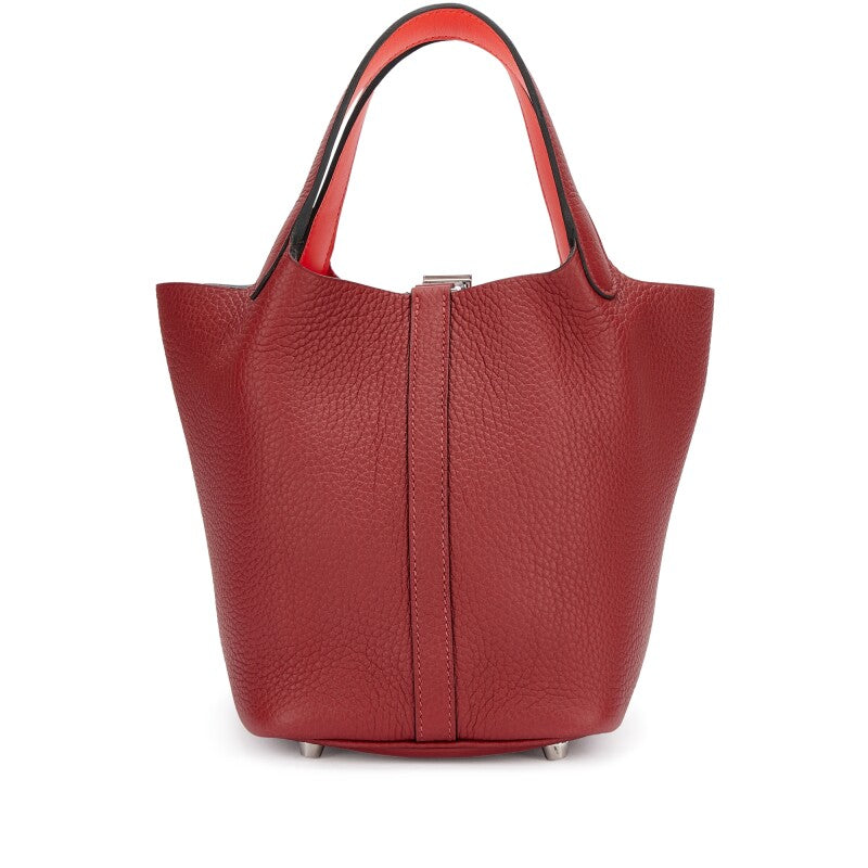 Hermès Rouge H Clemence and Orange Field Swift Verso Picotin Lock 18 Palladium Hardware