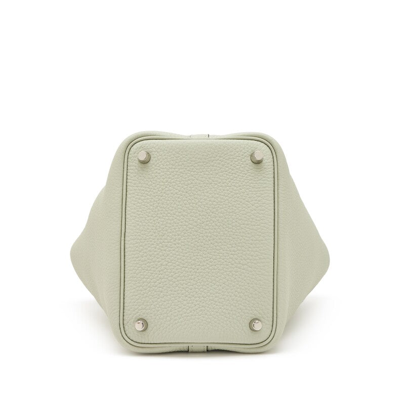 Hermès Gris Neve Clemence and Vert Comics Swift Picotin Lock 18 Palladium Hardware