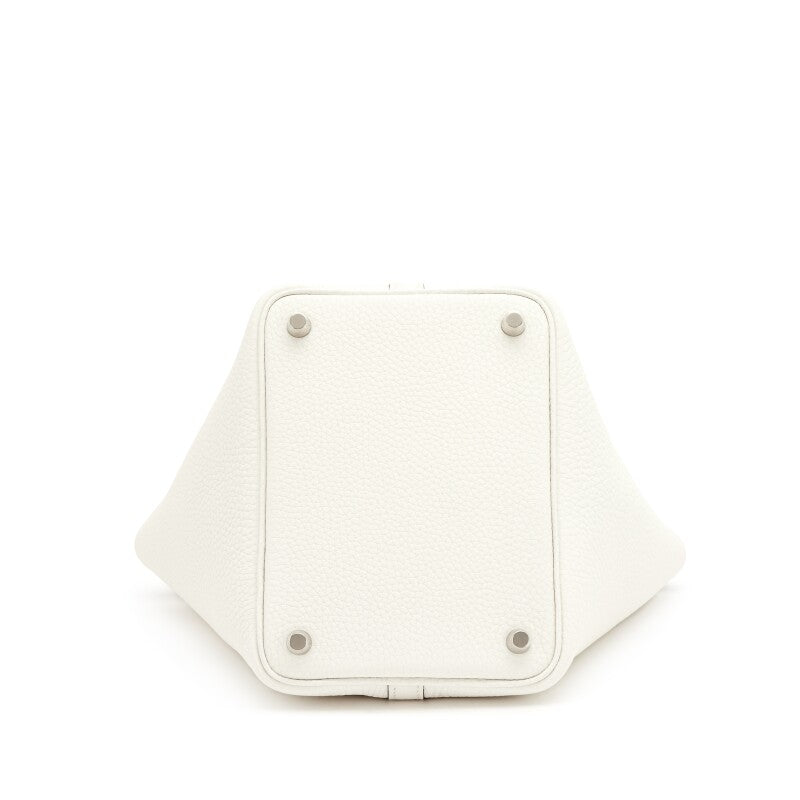 Hermès New White Clemence Picotin Lock 18 Palladium Hardware