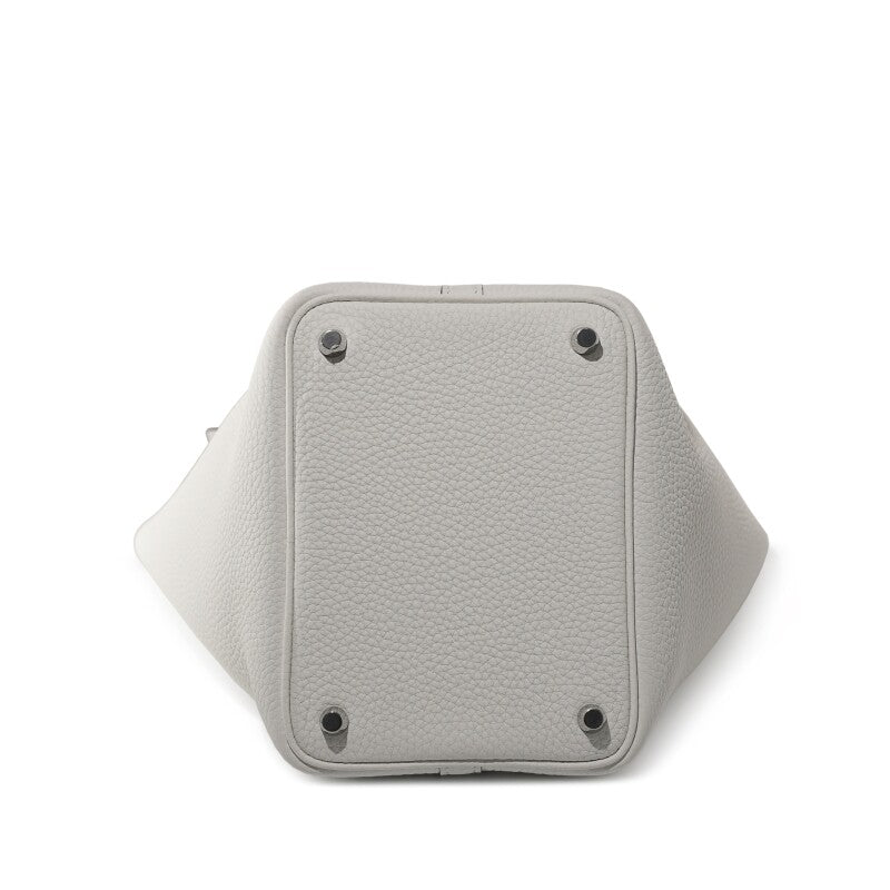 Hermès New White Clemence Picotin Lock 18 Palladium Hardware
