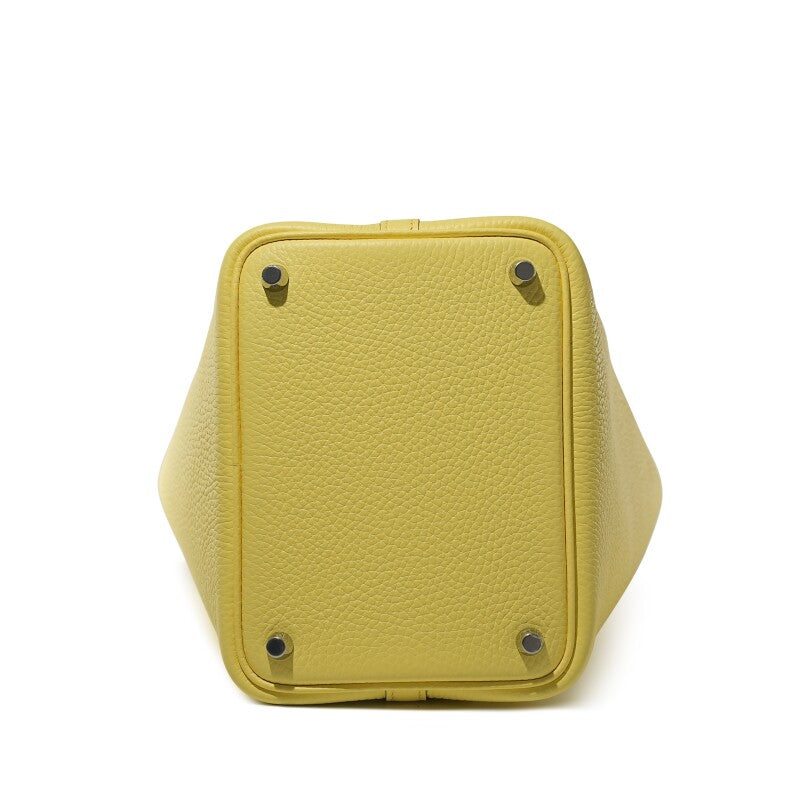 Hermès Lime Clemence and Ostrich Touch Picotin Lock 18 Palladium Hardware