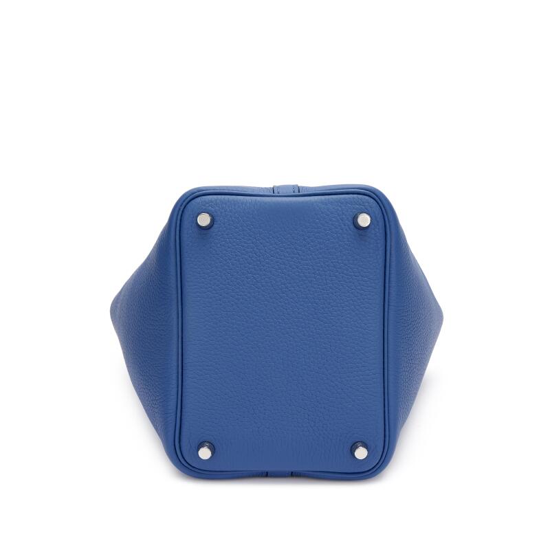Hermès Bleu Brighton Clemence and Capucine Swift Verso Picotin Lock 18 Palladium Hardware