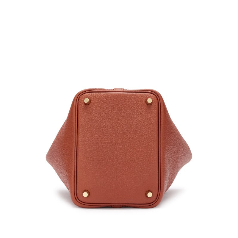 Hermès Cuivre Clemence and Capucine Swift Verso Picotin Lock 18 Gold Hardware