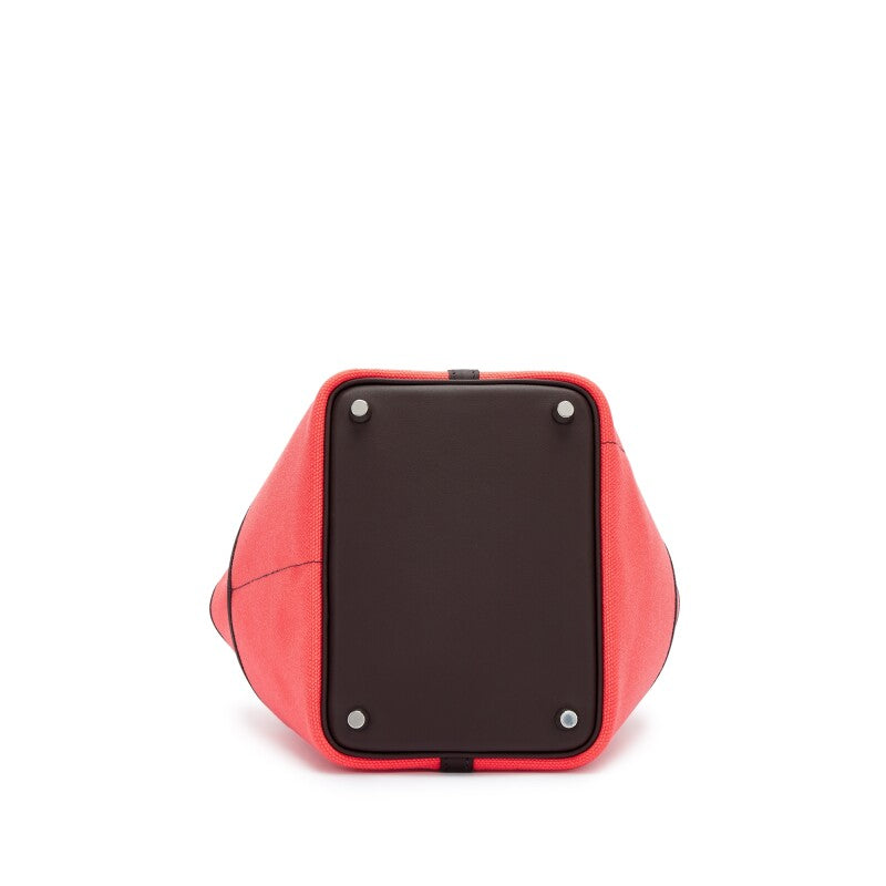 Hermès Rouge Sellier Swift and Rose Texas Toile Goeland Cargo Picotin Lock 18 Palladium Hardware