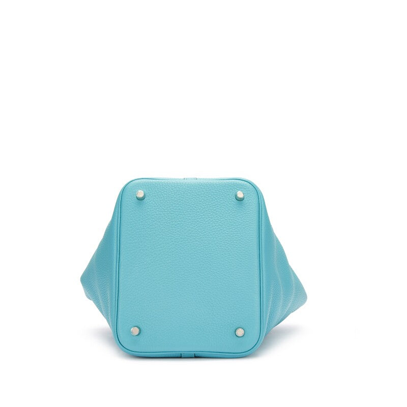 Hermès Bleu Saint Cyr Clemence Picotin Lock 22 Palladium Hardware