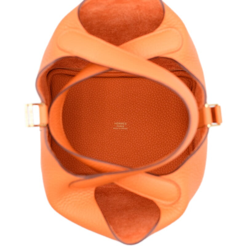 Hermès Orange Clemence Picotin Lock 18 Gold Hardware