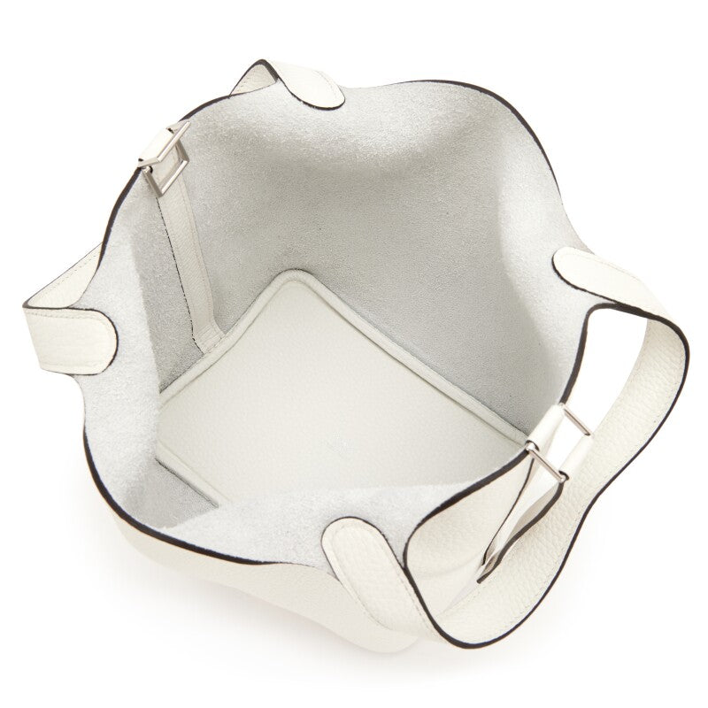 Hermès New White Clemence Picotin Lock 18 Palladium Hardware