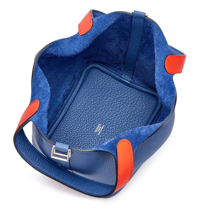 Hermès Bleu Brighton Clemence and Capucine Swift Verso Picotin Lock 18 Palladium Hardware