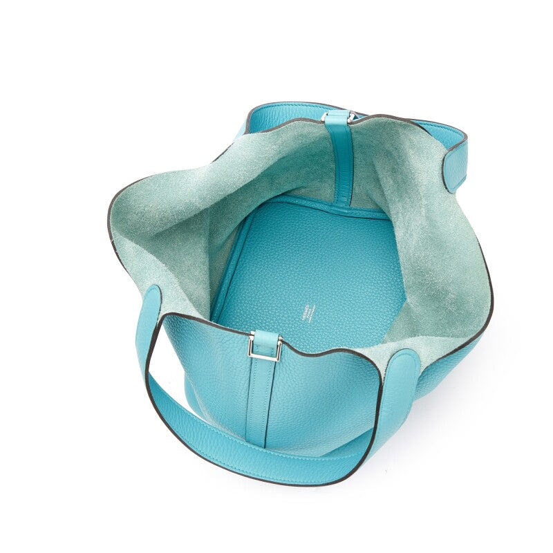Hermès Bleu Saint Cyr Clemence Picotin Lock 22 Palladium Hardware