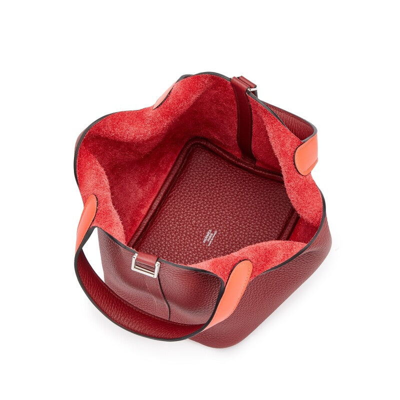 Hermès Rouge H Clemence and Orange Field Swift Verso Picotin Lock 18 Palladium Hardware