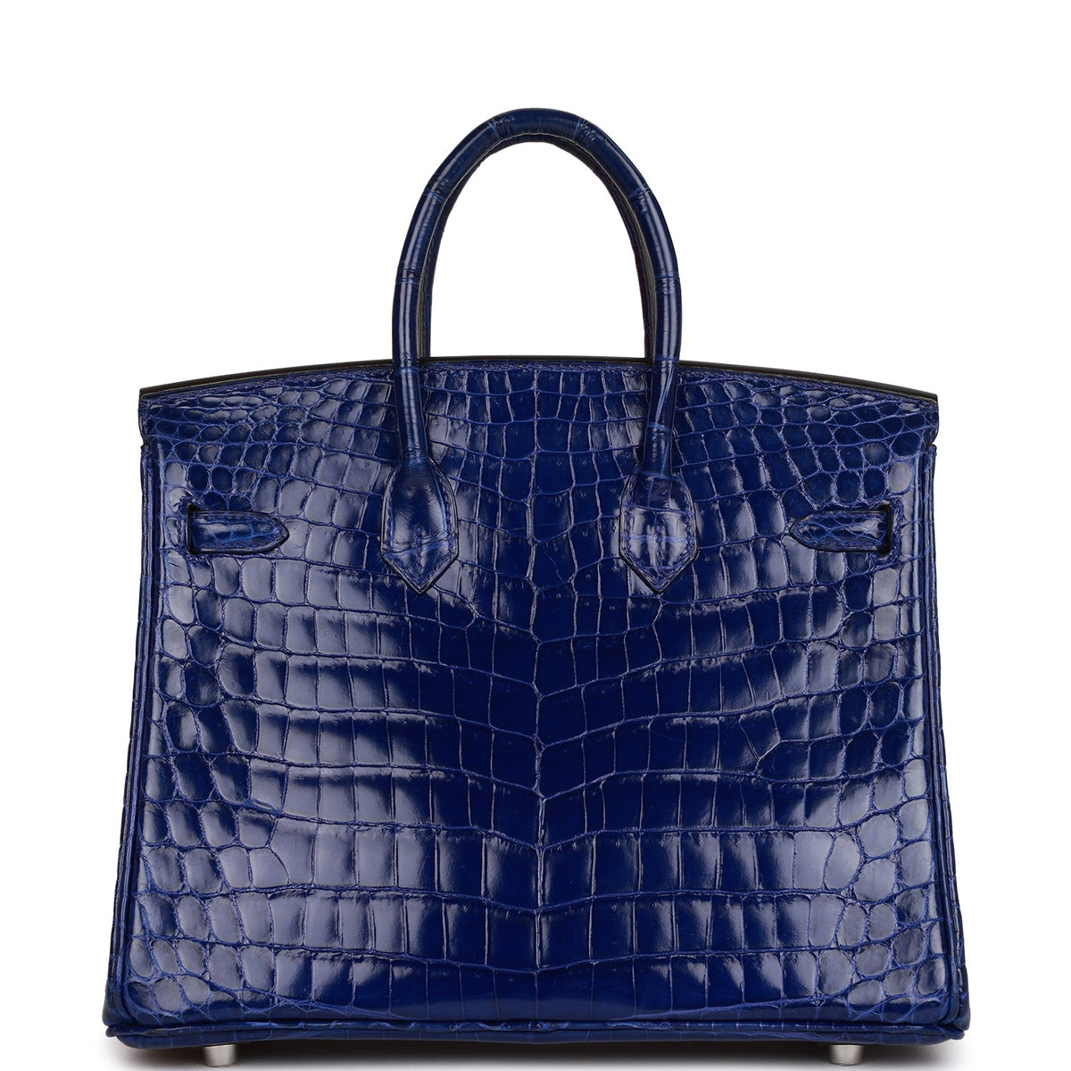 Hermes Birkin 25 Bleu Electric Shiny Faux Leather Palladium Hardware